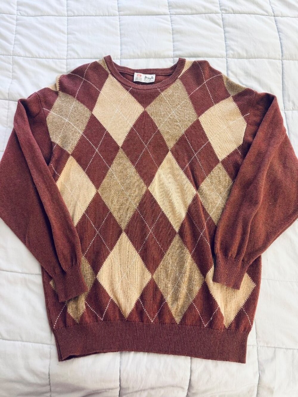 Vintage Pringle Of Scotland Argyle Sweater Mens M Wool Blend Preppy Scotland 70s